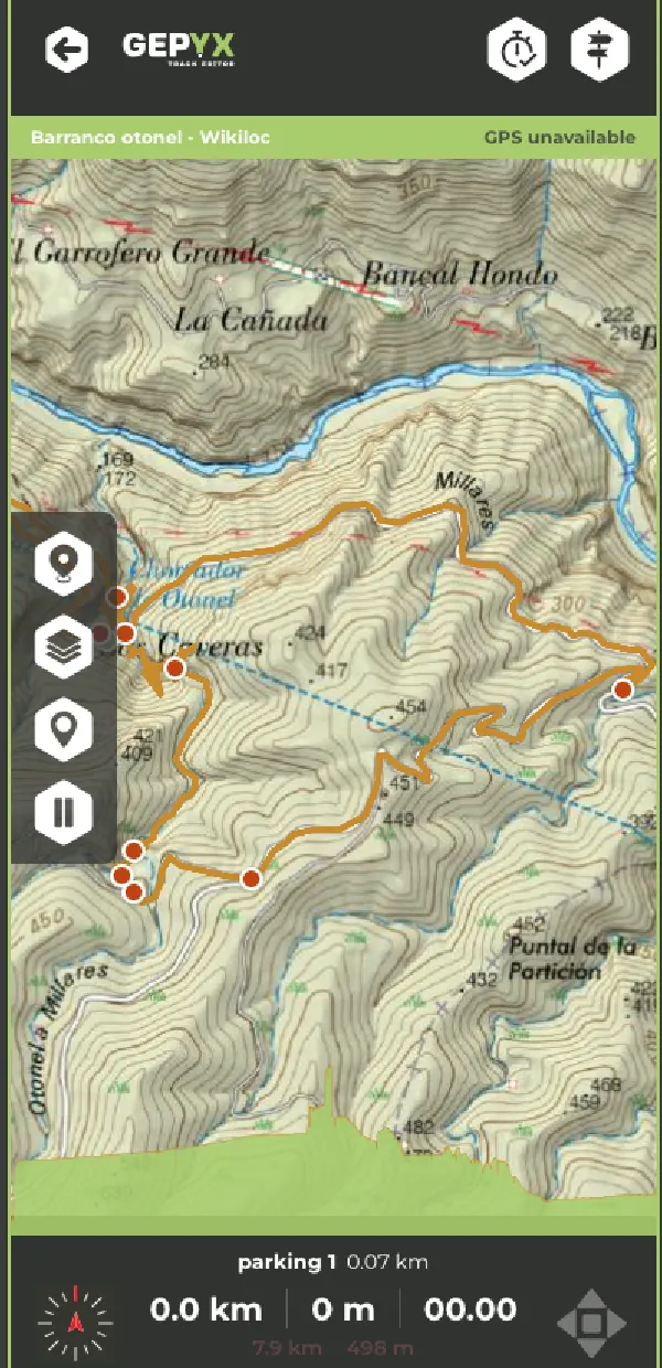 GEPYX on a phone, following a route