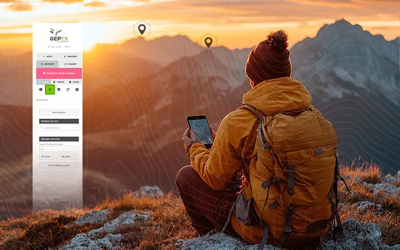 Drawing a hiking route on a map